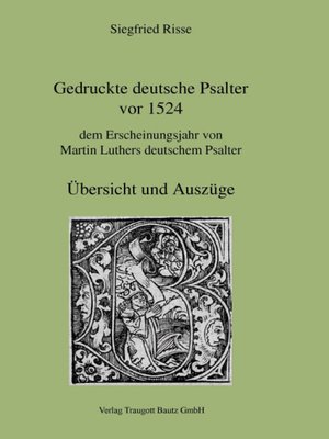 cover image of Gedruckte deutsche Psalter vor 1524